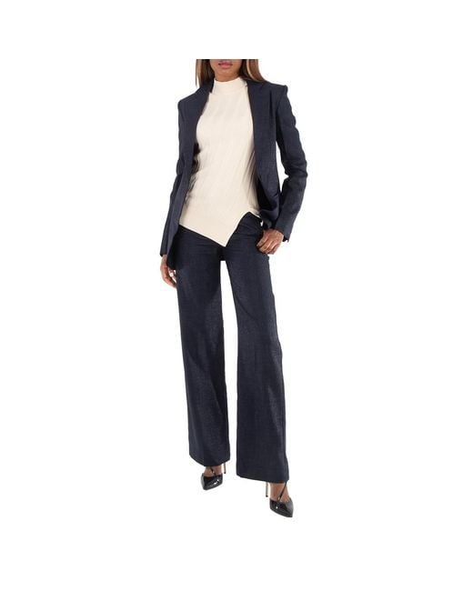Stella McCartney Blue Ladies High-Waist Straight Trousers, Brand Size 36 (Us