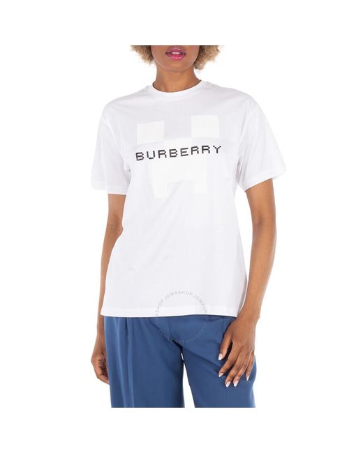 Burberry X Minecraft Logo Print Cotton Oversized T-Shirt in