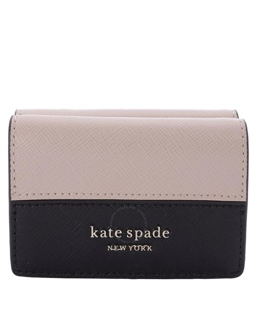 Kate Spade Natural Mini Trifold Black Spencer Wallet