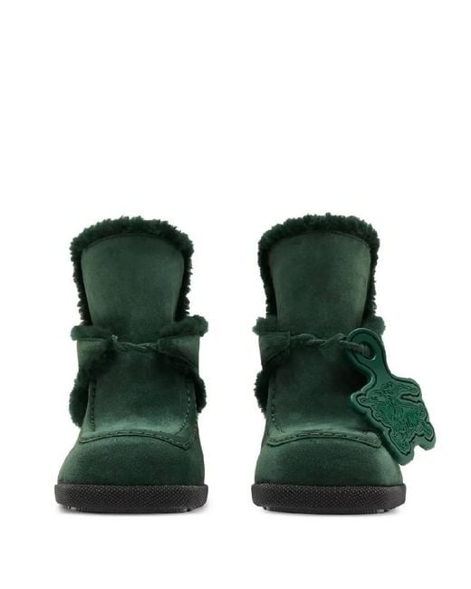 Burberry Green Highland Equestrian Knight Motif Suede Mules, Brand Size 36.5 (Us