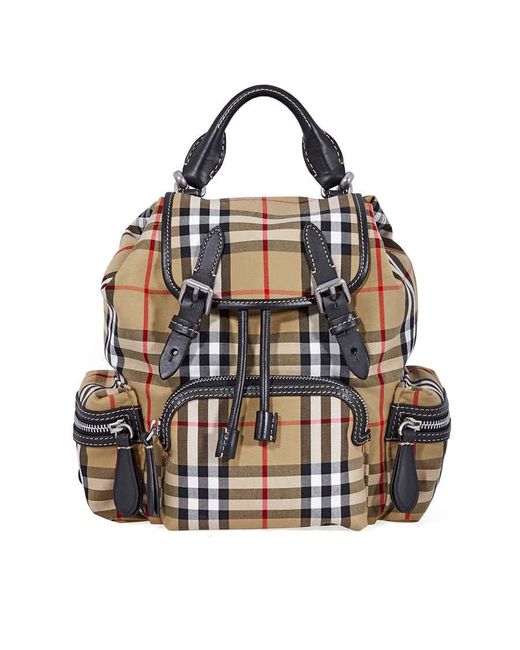 Burberry Small Vintage Check And Leather Rucksack- Antique Yellow