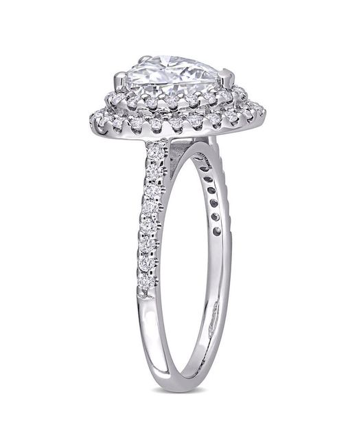 Amour Metallic 2 5/8 Ct Dew Created Moissanite Double Heart Halo Engagement Ring