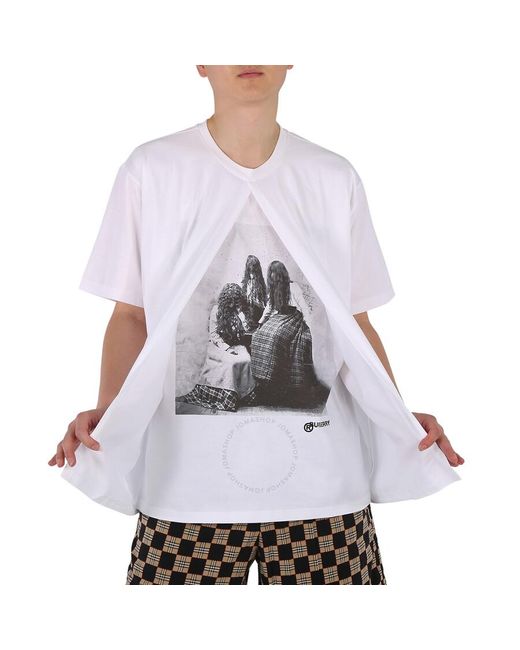 Burberry White Optic Victorian Portrait Print Cotton Oversized T-shirt for men