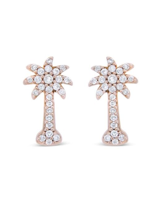 Haus of Brilliance Metallic 10k Re Gold 1/4 Cttw Diamond Palm Tree Push Back Stud Earrings