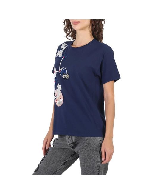 Michaela Buerger Blue Pig On Moon T-shirt