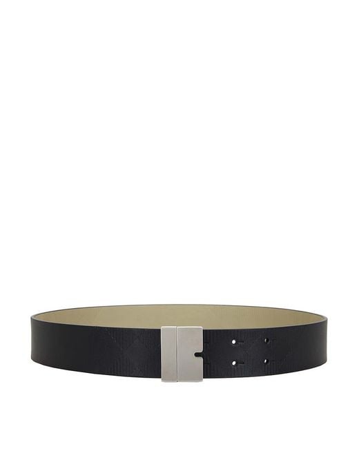 Burberry Black Ekd Debossed Leather Shield Belt, Cm for men