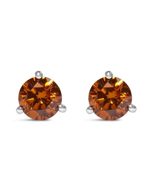 Haus of Brilliance Brown 14K 1/2 Cttw Lab-Grown Round Diamond Classic 3-Prong Martini Set Stud Earrings