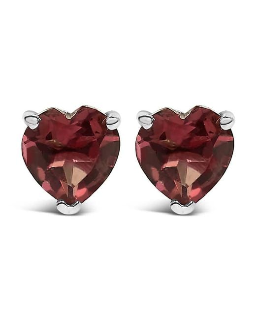 Haus of Brilliance Brown 14K 5Mm Heart Cut Garnet Solitaire Stud Earrings