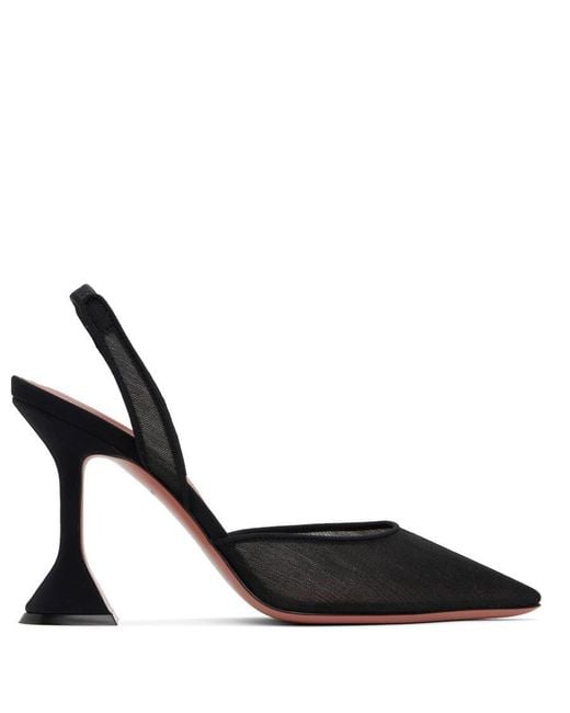 AMINA MUADDI Black Holli Mesh Slingback Pumps, Brand Size 37 Us