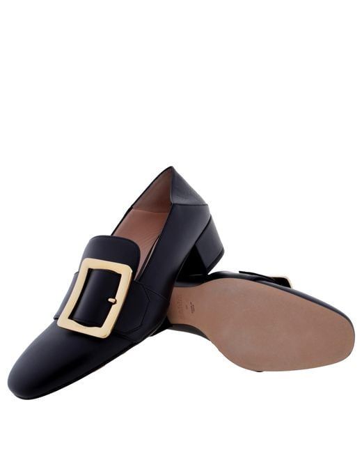 Bally Black Janelle Block-Heel Leather Pumps, Brand Size 36 Us