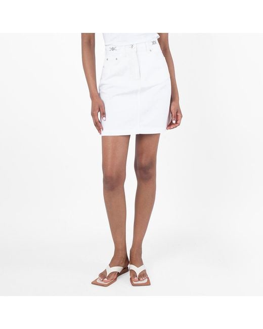 Versace White Cotton Denim A-Line Skirt, Brand Size 42 Us