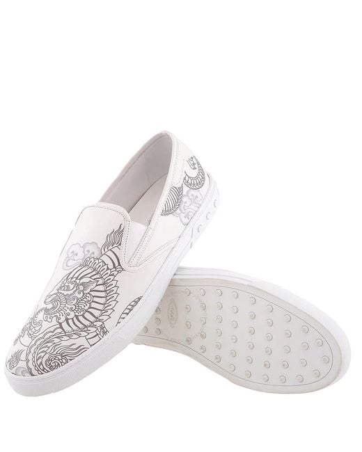 Tod's White Slip-on Shoes Leather for men