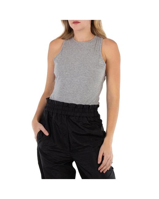 Tibi Gray Ladies Heather Crewneck Racerback Bodysuit