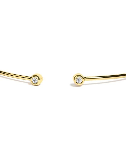 Haus of Brilliance Metallic 10K Plated Sterling Lab Grown Diamond Accent Bezel Cuff Bangle Bracelet