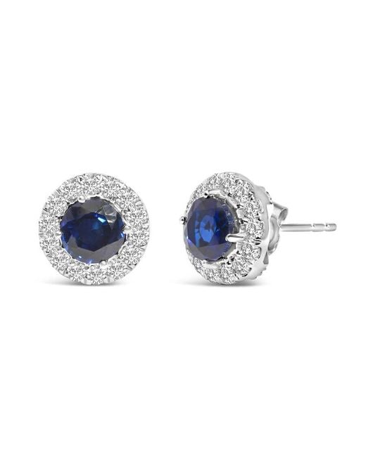 Haus of Brilliance Blue 14K 3.0 Ct Lab-Grown Diamond Halo Stud Earrings & F-G Color, Vs1-Vs2 Clarity)
