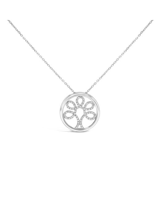 Haus of Brilliance Metallic 925 Sterling 1/10 Cttw Diamond Tree Of Life Pendant Necklace (I-J Color, I3 Clarity)