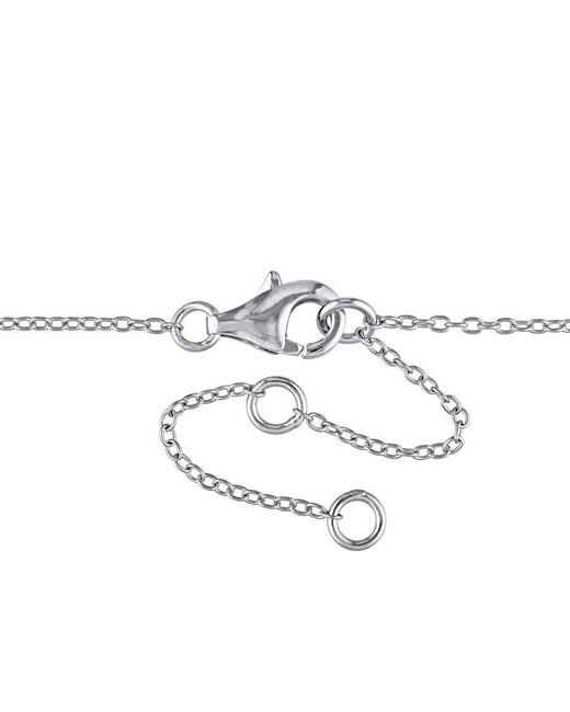 Amour Metallic 1/10 Ct Tw Diamond And Aquamarine Halo Necklace