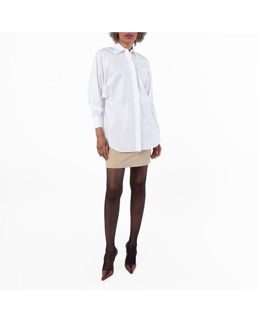 Loewe White Draped Cotton Shirt, Brand Size 36 Us