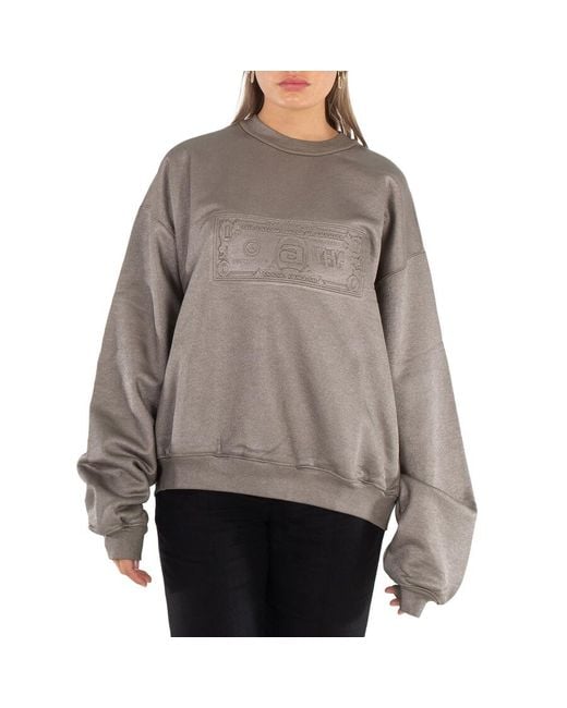 Alexander Wang Gray Dollar Bill Embossed Crewneck Sweatshirt