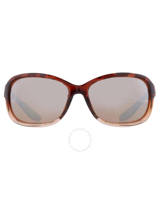 Costa Del Mar Brown Seadrift Copper Silver Mirror Polarized Glass Rectangular Sunglasses 6s9114 911403 58