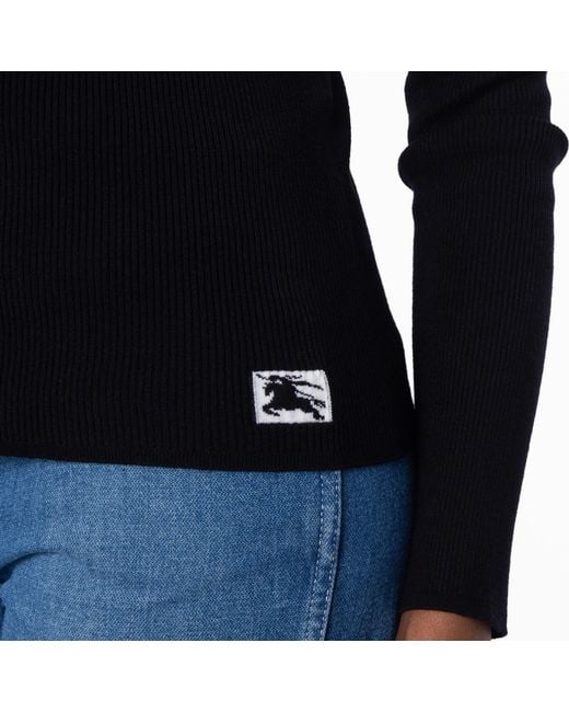 Burberry Black Wool Blend Turtleneck Pullover