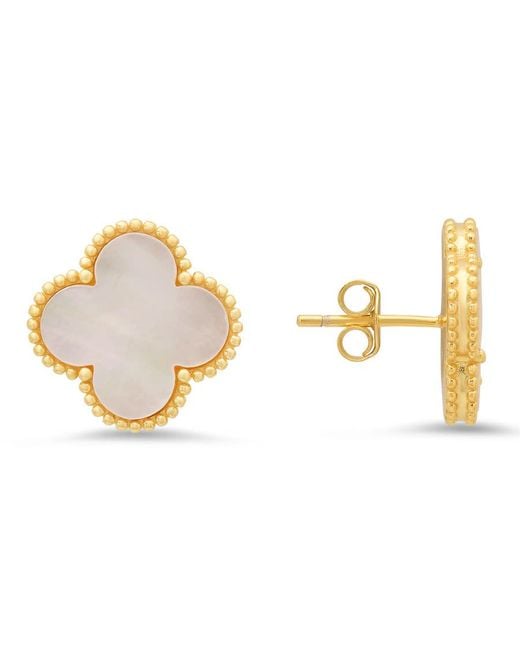 Kylie Harper Metallic 14K Over Mother Of Pearl Clover Earrings