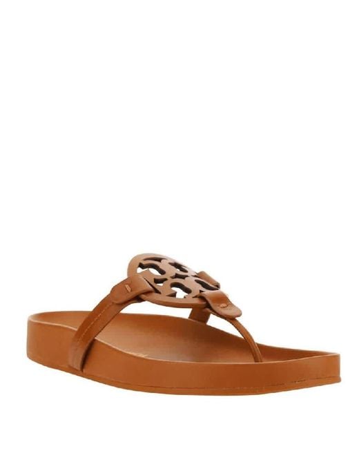 Tory Burch Brown Miller Cloud Leather Thong Sandals