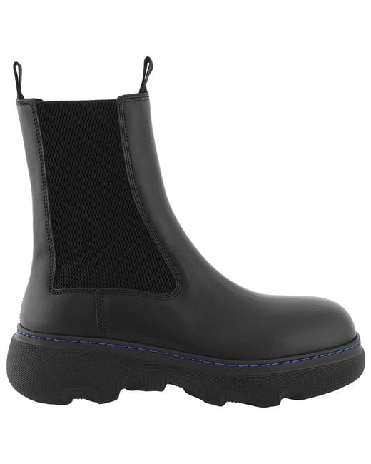 Burberry Black Creeper Chelsea Leather Ankle Boots, Brand Size 35 (Us