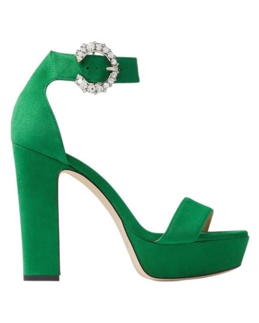 Jimmy Choo Green Mionne 120 Suede Platform Sandals, Brand Size 36.5 Us