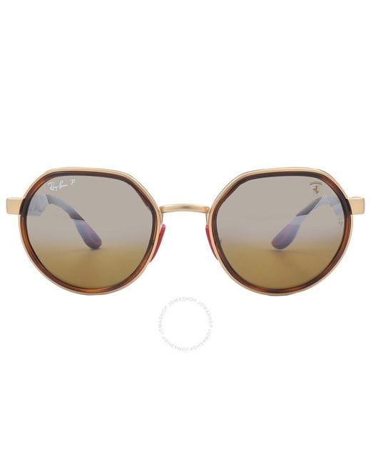 Ray-Ban Scuderia Ferrari Polarized Brown/grey Geometric Sunglasses Rb3703m F076a2 51