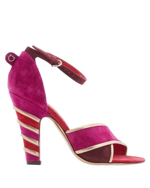 Ferragamo Pink Ferragamo Ether Leather-Trimmed Suede Sandals, Size 7 D