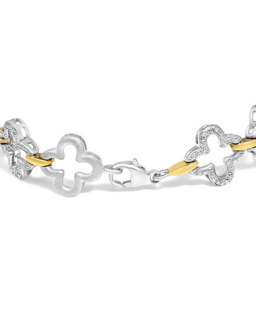 Haus of Brilliance Metallic 925 Two-Tone Sterling 1/10 Cttw Natural Round Diamond Fashion Tennis Bracelet (I-J Color, I1-I2 Clarity)