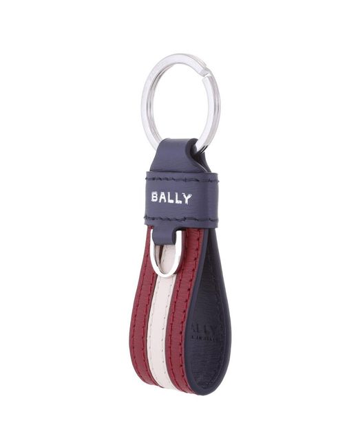 Bally Purple Ribbon Leather Keyring for men