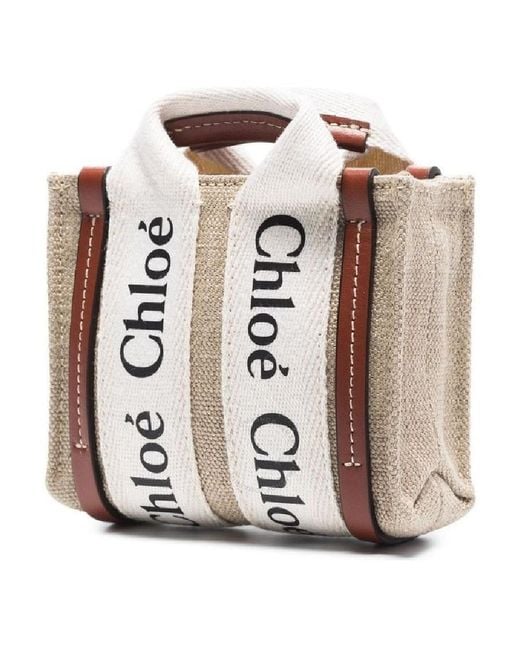 Chloé Multicolor Nano Woody Linen Canvas Tote