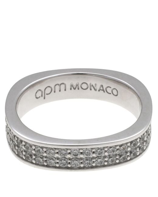 Apm Monaco Metallic Ladies Chunky Pave Embellished Ring