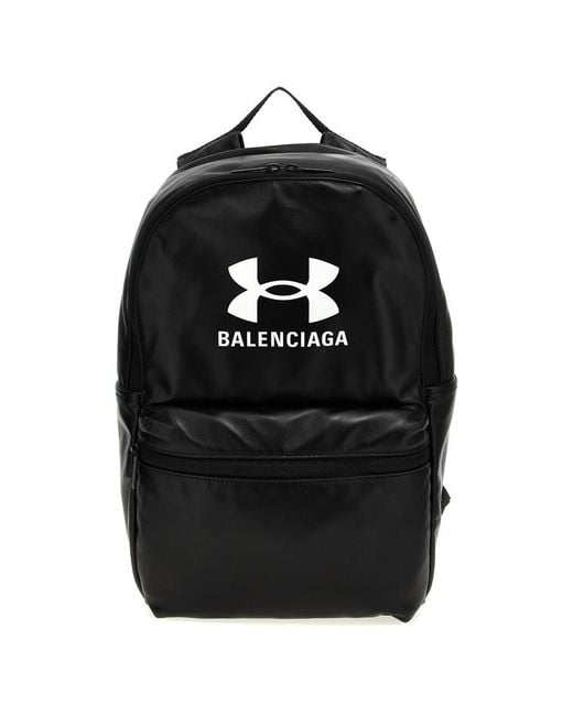 Balenciaga Black Logo Embossed Backpack for men