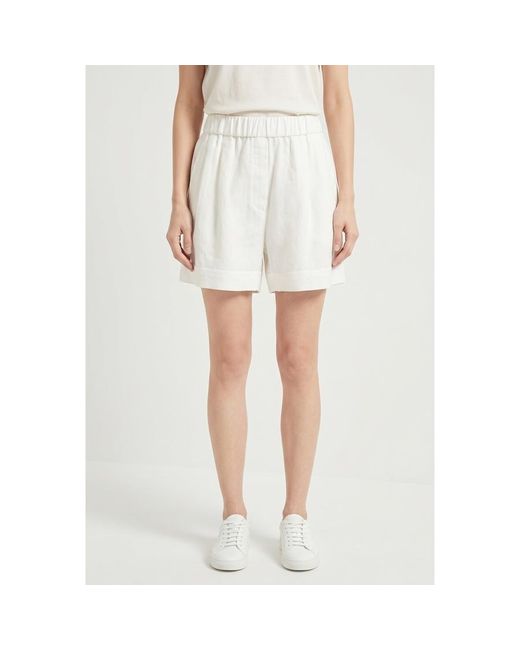 Brunello Cucinelli White Relaxed Shorts, Brand Size 38 (Us