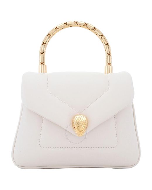 BVLGARI White Ladies Serpenti Ivory Reverse Top Handle Handbag