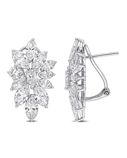 Created Forever Metallic 6 5/8Ct Tw Multi-Shaped Lab-Grown Diamond Cluster Floral Drop Earrings