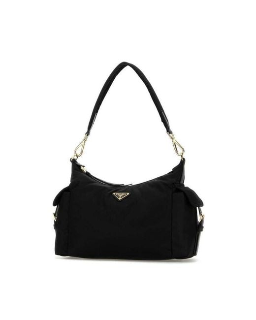 Prada Black Re-Nylon Shoulder Bag Nero Poliammide Riciclata-Vitello Borse A Mano