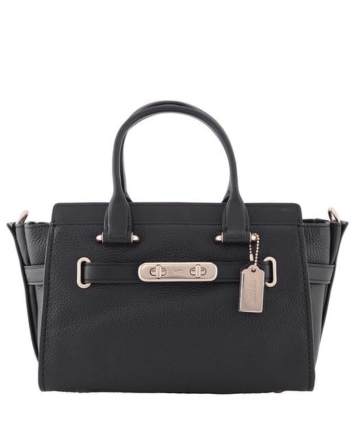 COACH Black Pebble Leather Swagger 27 Shoulder Bag