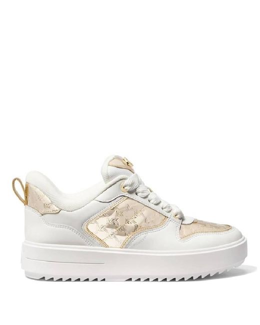 Michael Kors White Rumi Embossed Logo Leather Sneakers, Brand (Us