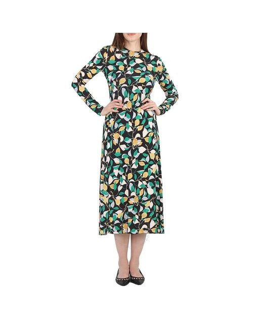 LaDoubleJ Green Orchard Jersey Long-sleeve Drifter Swing Dress
