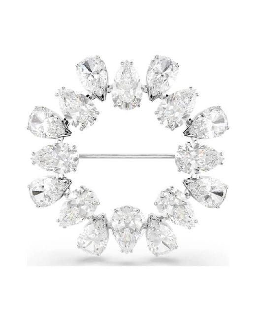 Swarovski White Matrix Pear-Cut Rhodium Plated Brooch