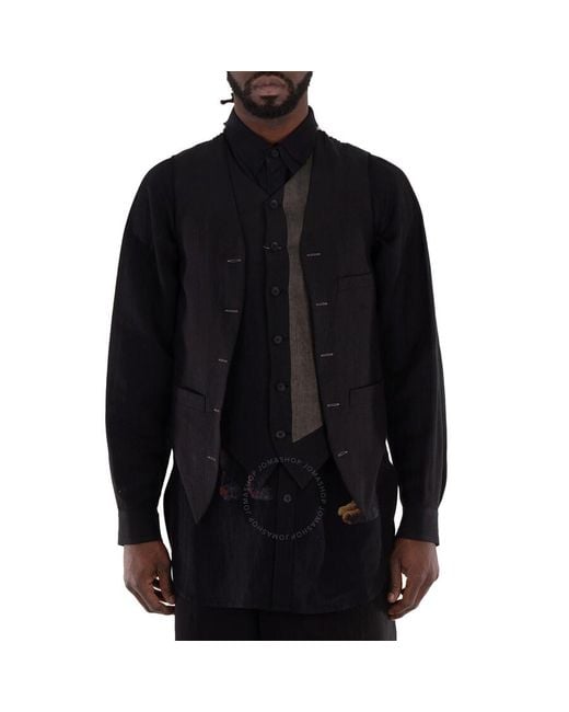 Yohji Yamamoto Black Pour Homme Double Switching Vest, Brand Size 2 for men
