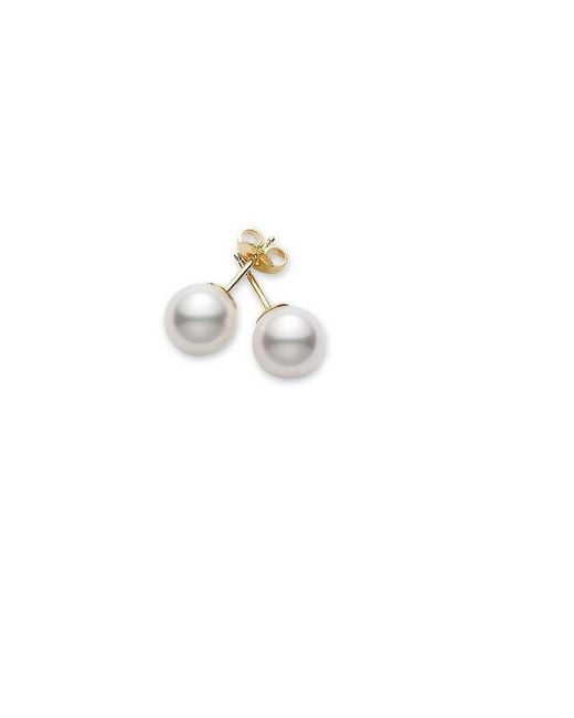 Mikimoto Metallic Akoya Pearl Stud Earrings With 18k Yellow Gold 6-6.5mm A+