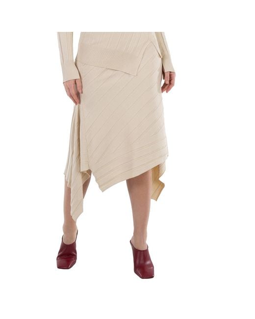 Stella McCartney Natural Asynnetric Hem Rib-Knit Skirt