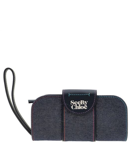 See By Chloé Blue Laetizia Long Folded Denim Wallet