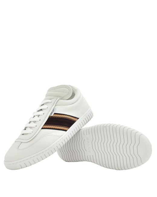Bally White Parrel Ribbon Leather Low-Top Player Sneakers, Brand Size 39 Us Size 6 for men