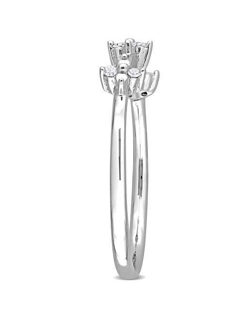 Amour White 1/10 Ct Tw Diamond Floral Promise Ring